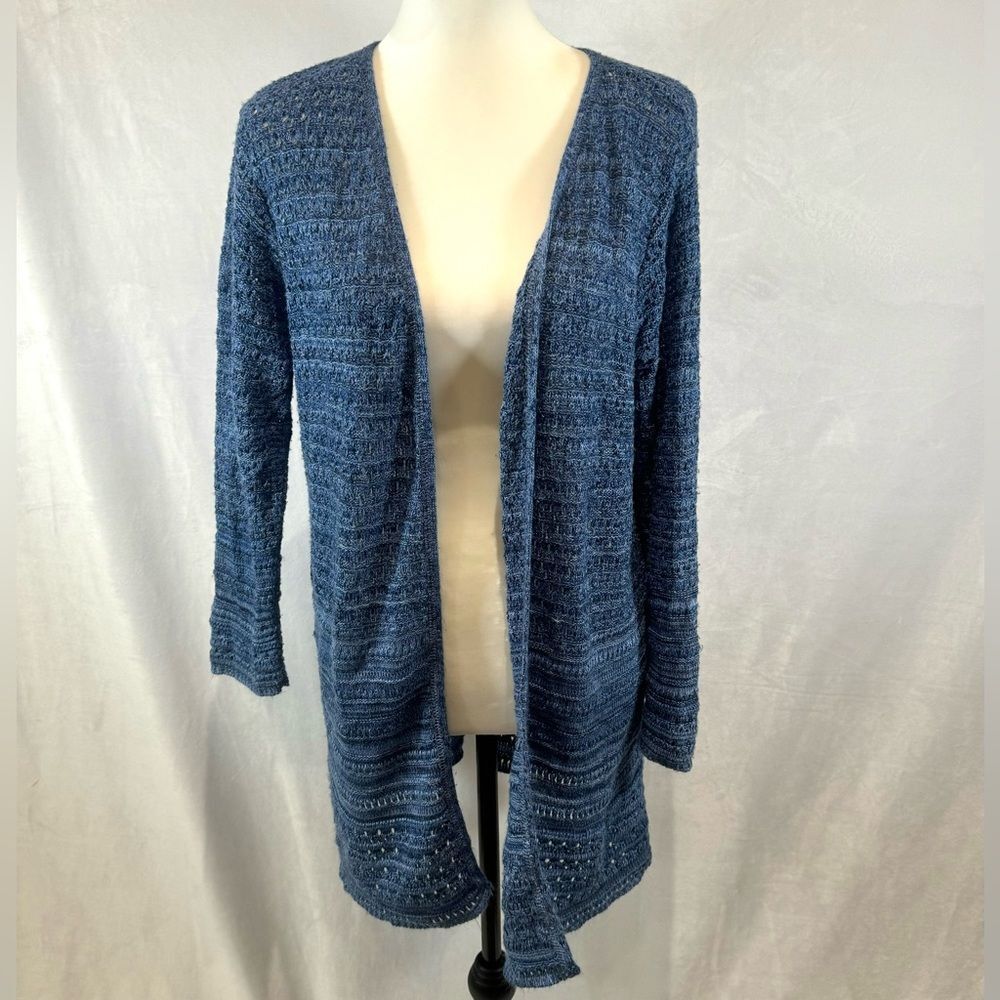 Kim Rogers blue loose knit cardigan sweater size XL